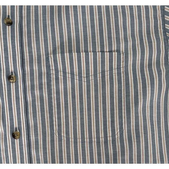 LL Bean Men’s Striped Blue And Tan Long Sleeve Button-up Shirt Size L - Picture 4 of 6